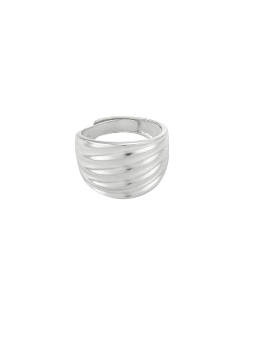 Platinum [adjustable size 15] 925 Sterling Silver Irregular Vintage Band Ring